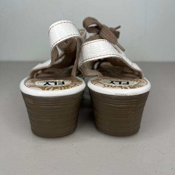 Fly London White Yito Wedge Lace Up Dress Sandals Size 42 - Picture 8 of 10